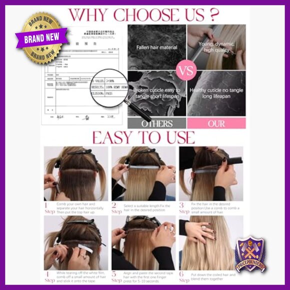 18 Inch Tape In Human Hair Extensions 50g Remy Hair Salon Quality main image 5